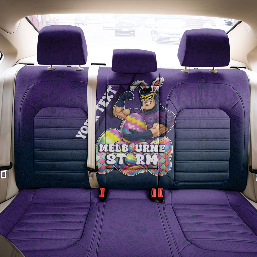 Personalized Melbourne Storm Back Car Seat Cover Easter Mascot - Colorful Eggs Cartoon Style