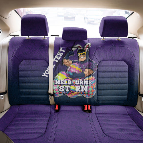 Personalized Melbourne Storm Back Car Seat Cover Easter Mascot - Colorful Eggs Cartoon Style
