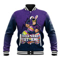 Personalized Melbourne Storm Baseball Jacket Easter Mascot - Colorful Eggs Cartoon Style