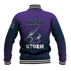 Personalized Melbourne Storm Baseball Jacket Easter Mascot - Colorful Eggs Cartoon Style