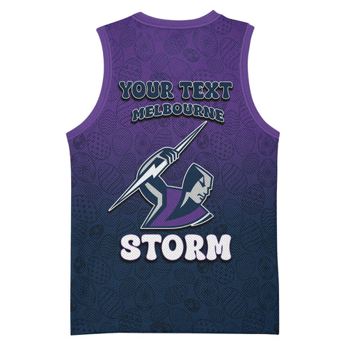Personalized Melbourne Storm Basketball Jersey Easter Mascot - Colorful Eggs Cartoon Style