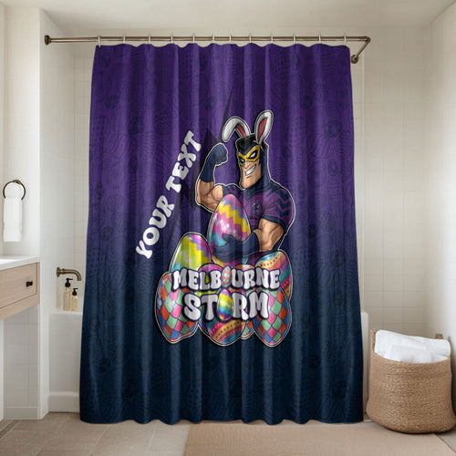 Personalized Melbourne Storm Bathroom Set Easter Mascot - Colorful Eggs Cartoon Style
