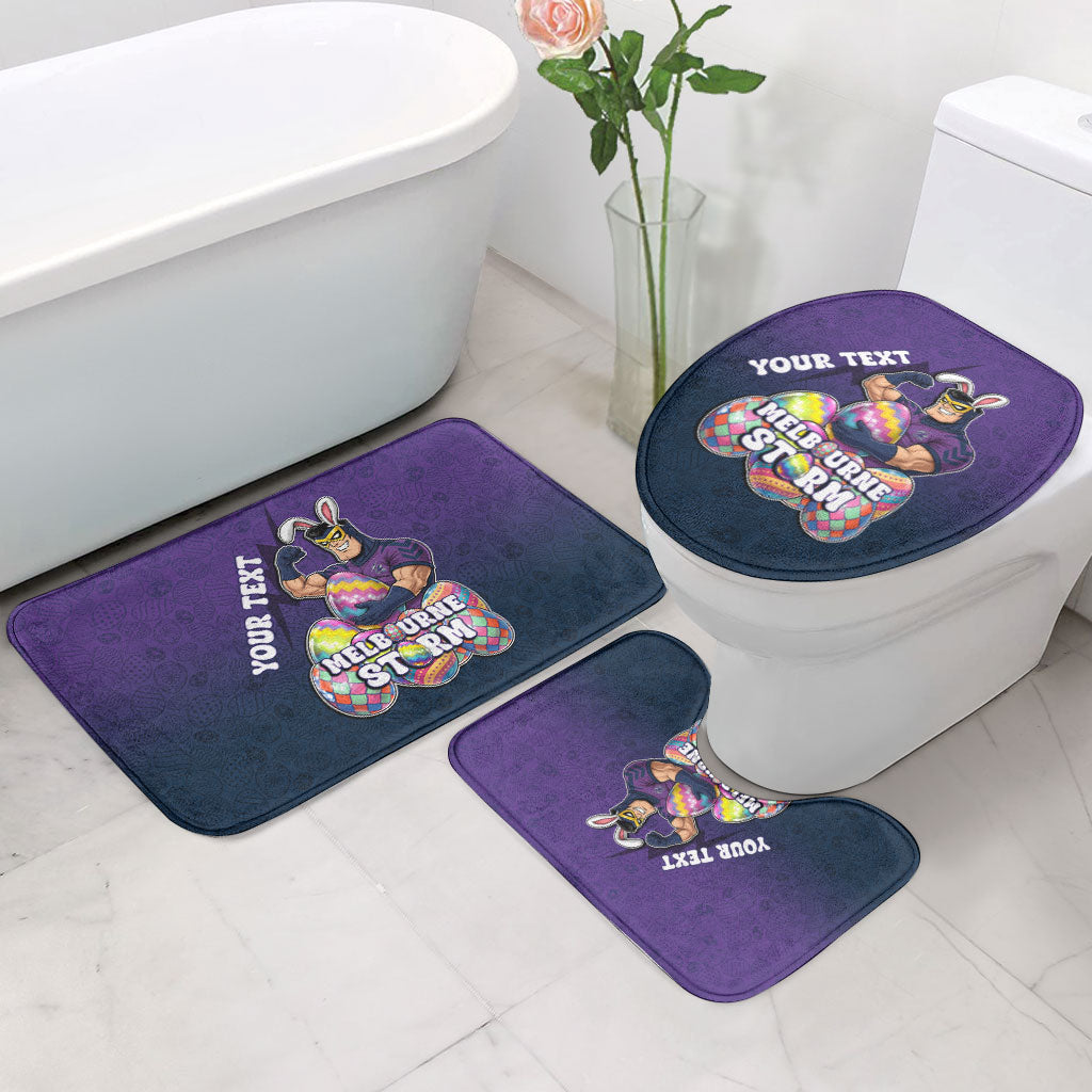 Personalized Melbourne Storm Bathroom Set Easter Mascot - Colorful Eggs Cartoon Style