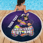 Personalized Melbourne Storm Beach Blanket Easter Mascot - Colorful Eggs Cartoon Style