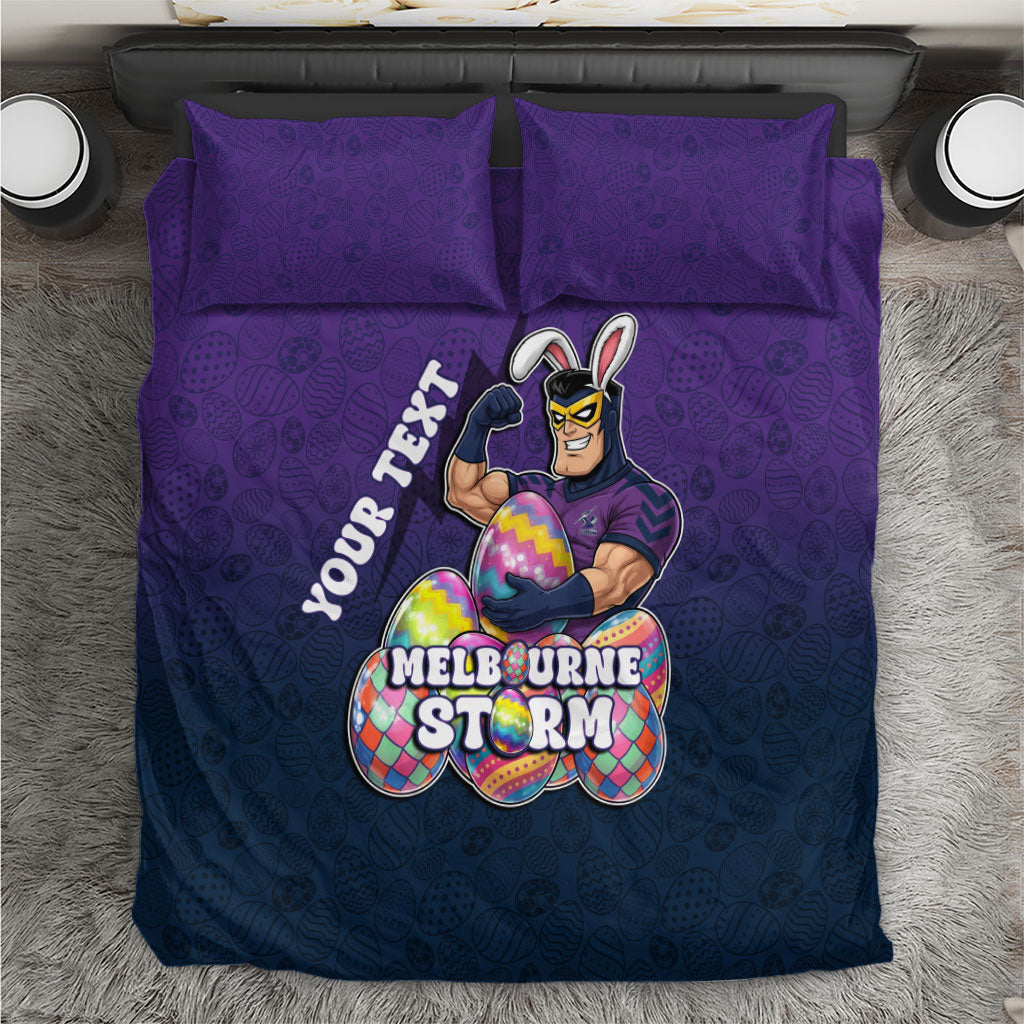 Personalized Melbourne Storm Bedding Set Easter Mascot - Colorful Eggs Cartoon Style