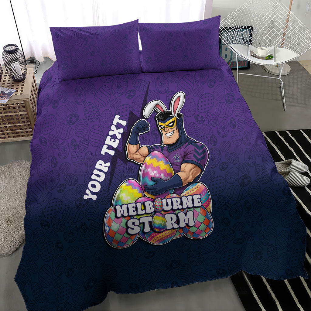 Personalized Melbourne Storm Bedding Set Easter Mascot - Colorful Eggs Cartoon Style