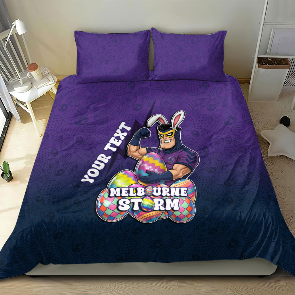 Personalized Melbourne Storm Bedding Set Easter Mascot - Colorful Eggs Cartoon Style