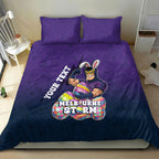 Personalized Melbourne Storm Bedding Set Easter Mascot - Colorful Eggs Cartoon Style
