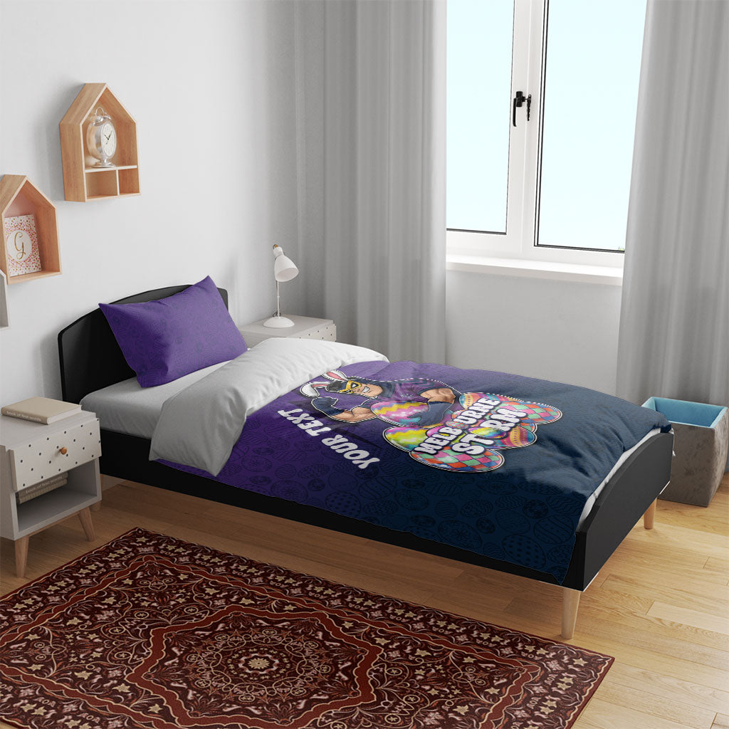 Personalized Melbourne Storm Bedding Set Easter Mascot - Colorful Eggs Cartoon Style
