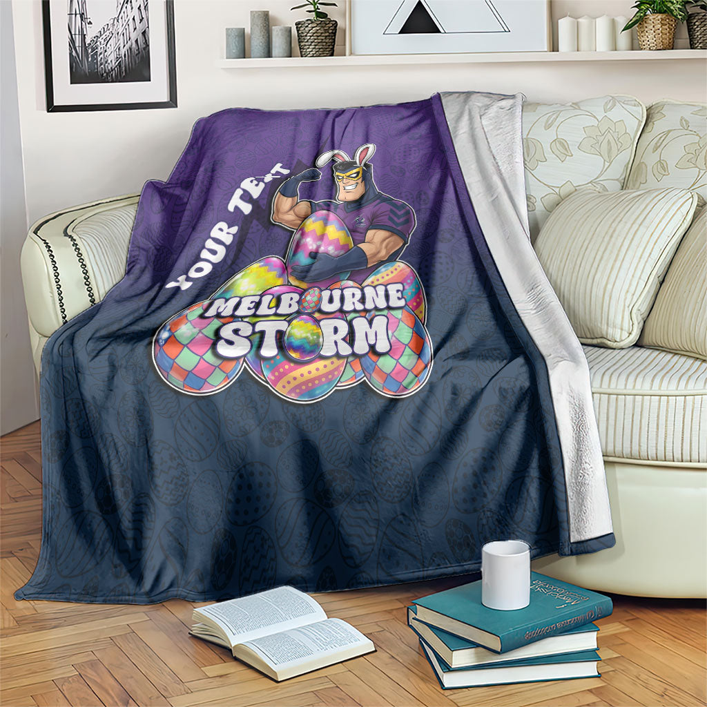 Personalized Melbourne Storm Blanket Easter Mascot - Colorful Eggs Cartoon Style