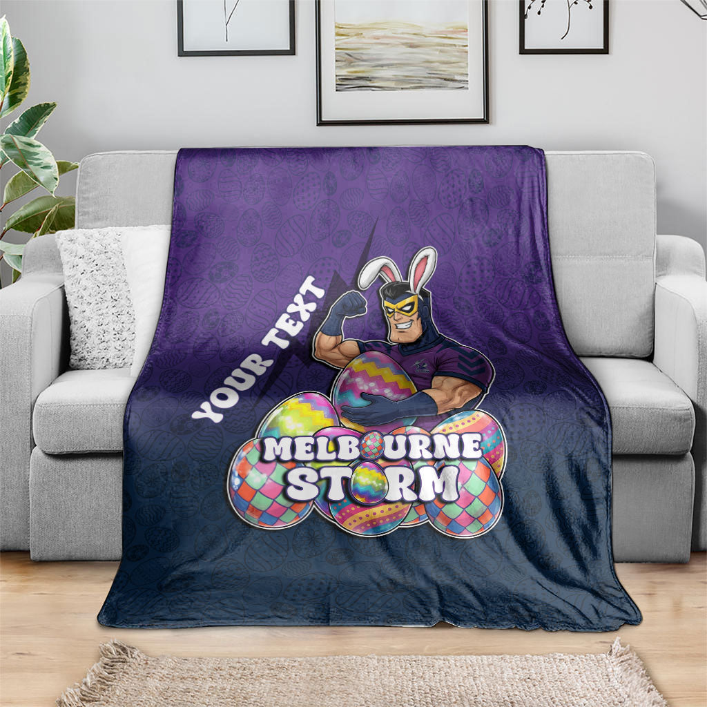 Personalized Melbourne Storm Blanket Easter Mascot - Colorful Eggs Cartoon Style