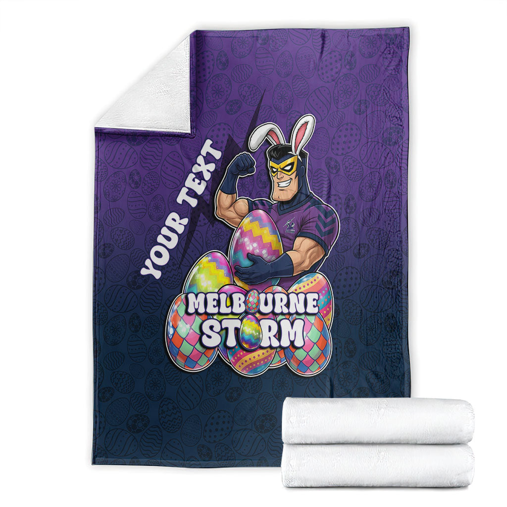 Personalized Melbourne Storm Blanket Easter Mascot - Colorful Eggs Cartoon Style