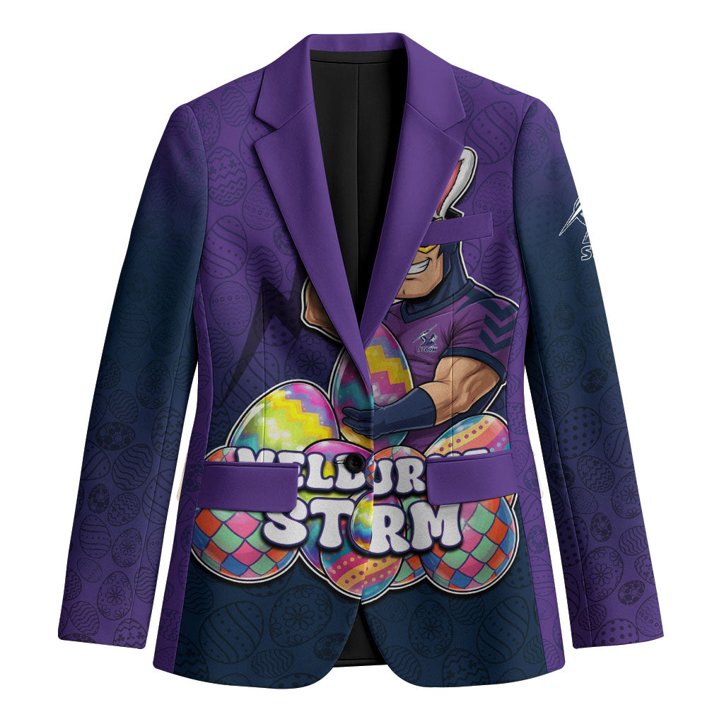 Personalized Melbourne Storm Blazer Easter Mascot - Colorful Eggs Cartoon Style