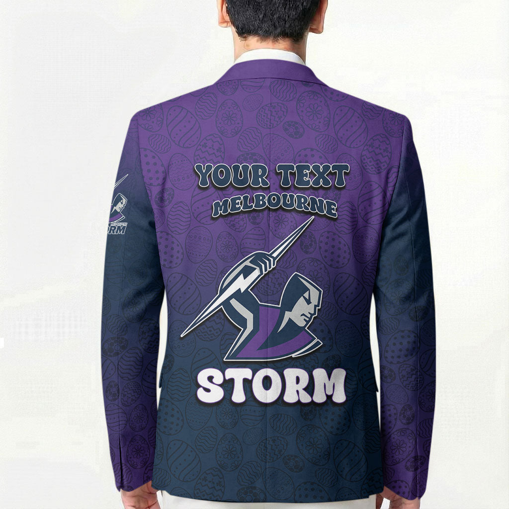 Personalized Melbourne Storm Blazer Easter Mascot - Colorful Eggs Cartoon Style