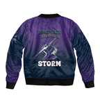 Personalized Melbourne Storm Bomber Jacket Easter Mascot - Colorful Eggs Cartoon Style