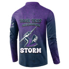 Personalized Melbourne Storm Button Sweatshirt Easter Mascot - Colorful Eggs Cartoon Style