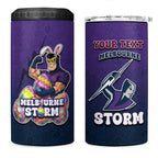 Personalized Melbourne Storm 4 in 1 Can Cooler Tumbler Easter Mascot - Colorful Eggs Cartoon Style