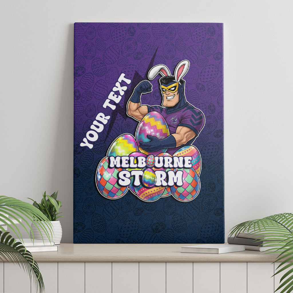 Personalized Melbourne Storm Canvas Wall Art Easter Mascot - Colorful Eggs Cartoon Style