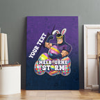 Personalized Melbourne Storm Canvas Wall Art Easter Mascot - Colorful Eggs Cartoon Style