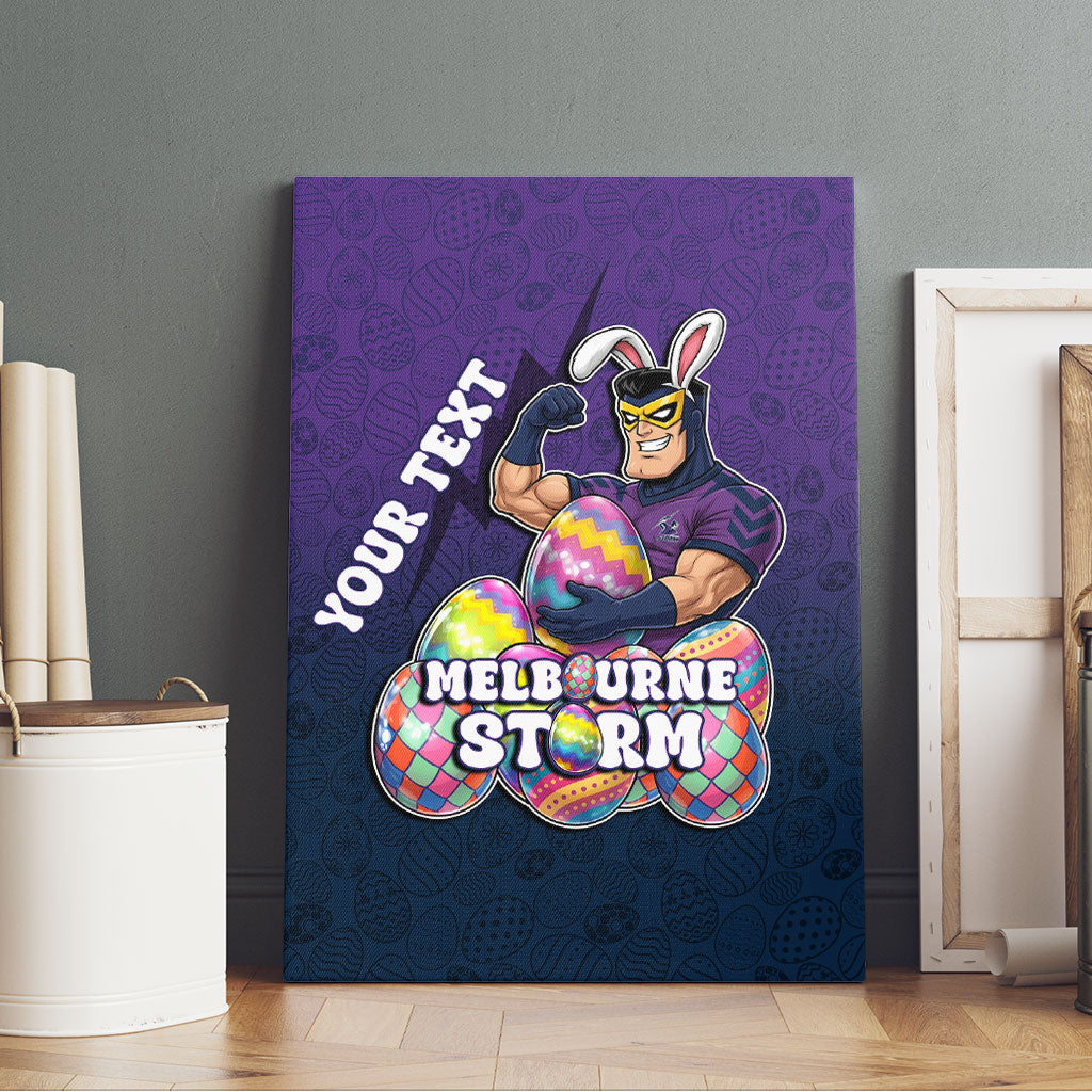 Personalized Melbourne Storm Canvas Wall Art Easter Mascot - Colorful Eggs Cartoon Style