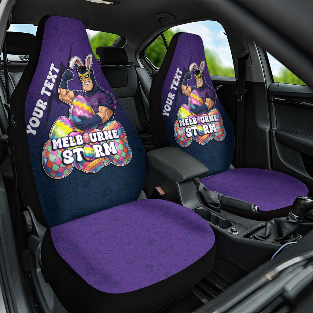 Personalized Melbourne Storm Car Seat Cover Easter Mascot - Colorful Eggs Cartoon Style