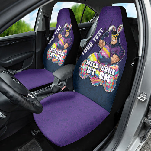 Personalized Melbourne Storm Car Seat Cover Easter Mascot - Colorful Eggs Cartoon Style