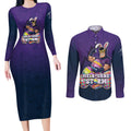 Personalized Melbourne Storm Couples Matching Long Sleeve Bodycon Dress and Long Sleeve Button Shirt Easter Mascot - Colorful Eggs Cartoon Style