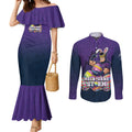 Personalized Melbourne Storm Couples Matching Mermaid Dress and Long Sleeve Button Shirt Easter Mascot - Colorful Eggs Cartoon Style