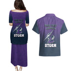 Personalized Melbourne Storm Couples Matching Puletasi and Hawaiian Shirt Easter Mascot - Colorful Eggs Cartoon Style