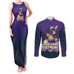 Personalized Melbourne Storm Couples Matching Tank Maxi Dress and Long Sleeve Button Shirt Easter Mascot - Colorful Eggs Cartoon Style