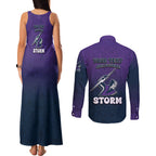 Personalized Melbourne Storm Couples Matching Tank Maxi Dress and Long Sleeve Button Shirt Easter Mascot - Colorful Eggs Cartoon Style