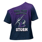Personalized Melbourne Storm Cross Shoulder Shirt Easter Mascot - Colorful Eggs Cartoon Style