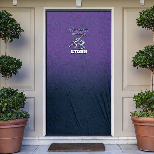 Personalized Melbourne Storm Door Cover Easter Mascot - Colorful Eggs Cartoon Style
