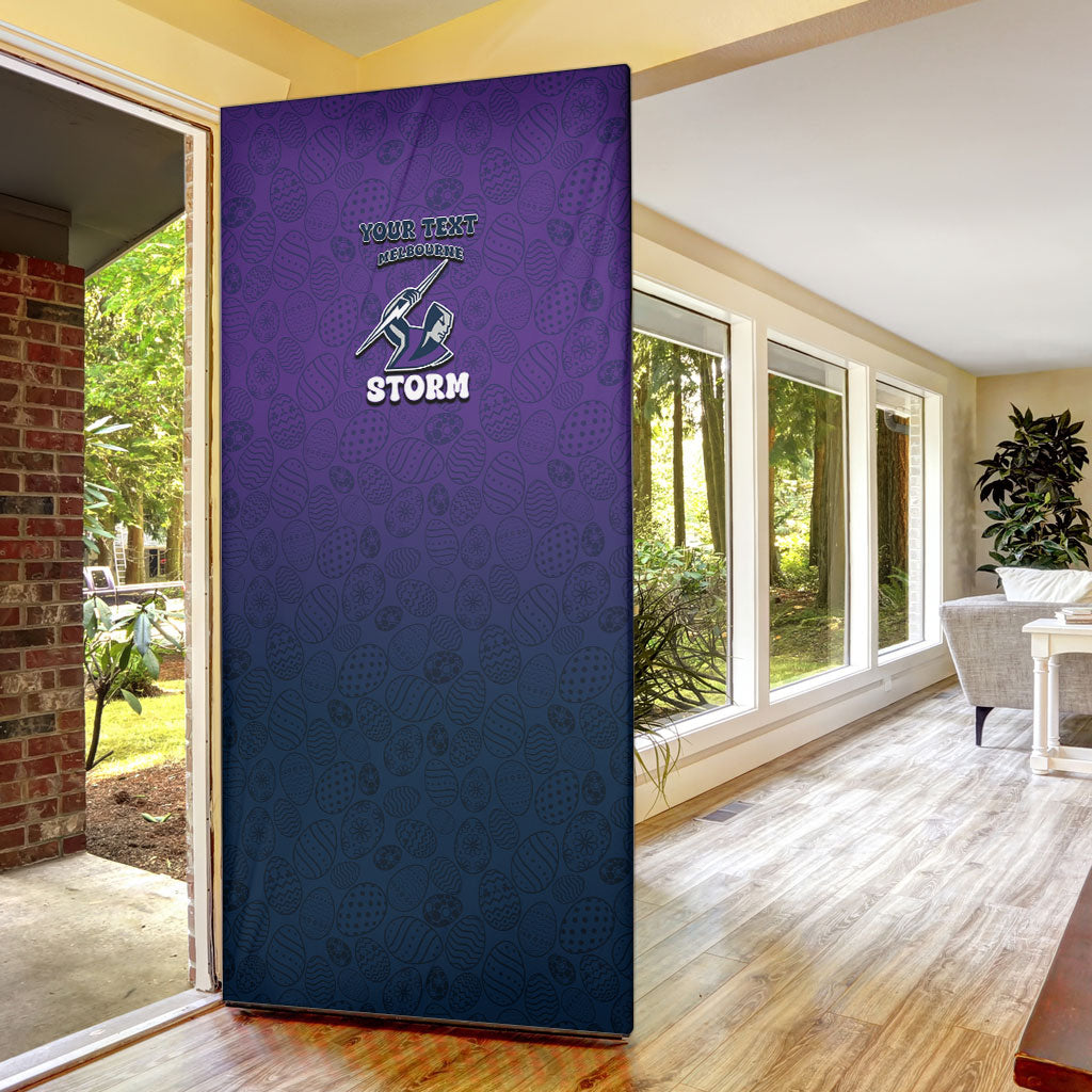 Personalized Melbourne Storm Door Cover Easter Mascot - Colorful Eggs Cartoon Style