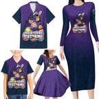 Personalized Melbourne Storm Family Matching Long Sleeve Bodycon Dress and Hawaiian Shirt Easter Mascot - Colorful Eggs Cartoon Style