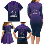 Personalized Melbourne Storm Family Matching Long Sleeve Bodycon Dress and Hawaiian Shirt Easter Mascot - Colorful Eggs Cartoon Style