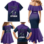Personalized Melbourne Storm Family Matching Mermaid Dress and Hawaiian Shirt Easter Mascot - Colorful Eggs Cartoon Style