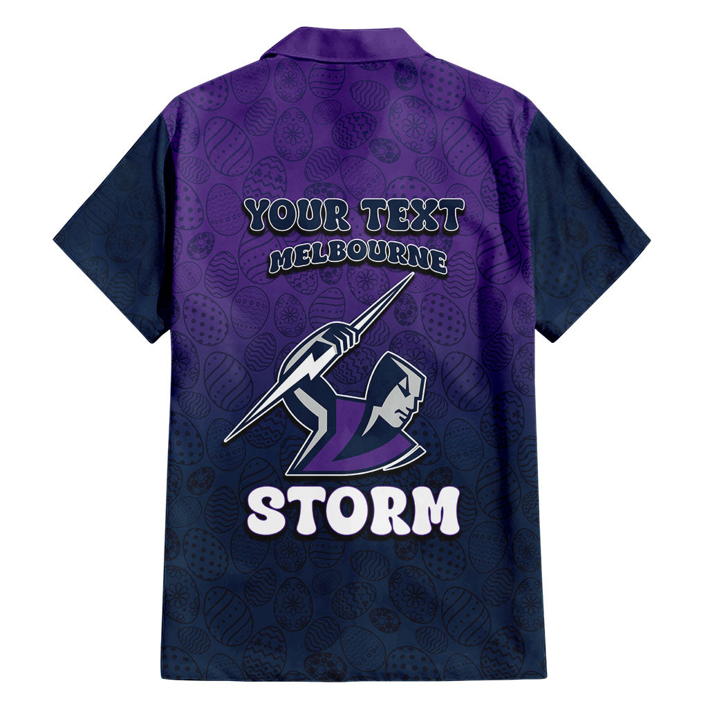 Personalized Melbourne Storm Family Matching Off The Shoulder Long Sleeve Dress and Hawaiian Shirt Easter Mascot - Colorful Eggs Cartoon Style