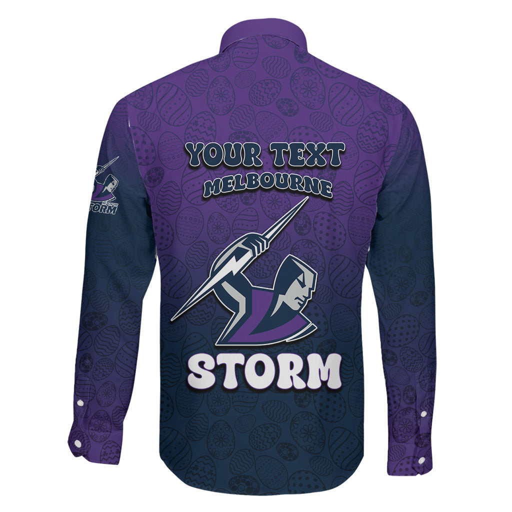 Personalized Melbourne Storm Family Matching Short Sleeve Bodycon Dress and Hawaiian Shirt Easter Mascot - Colorful Eggs Cartoon Style