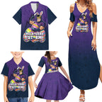 Personalized Melbourne Storm Family Matching Summer Maxi Dress and Hawaiian Shirt Easter Mascot - Colorful Eggs Cartoon Style