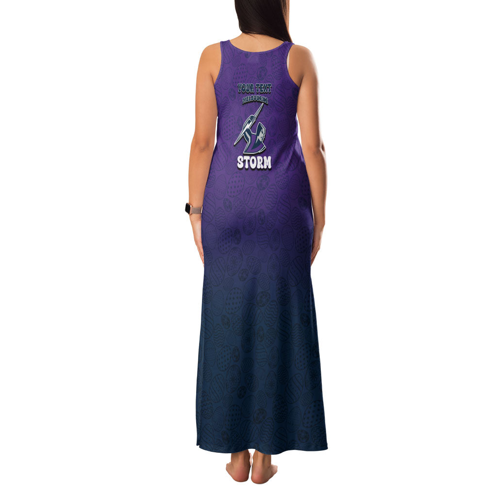 Personalized Melbourne Storm Family Matching Tank Maxi Dress and Hawaiian Shirt Easter Mascot - Colorful Eggs Cartoon Style