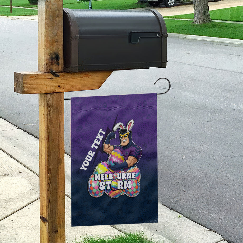 Personalized Melbourne Storm Garden Flag Easter Mascot - Colorful Eggs Cartoon Style