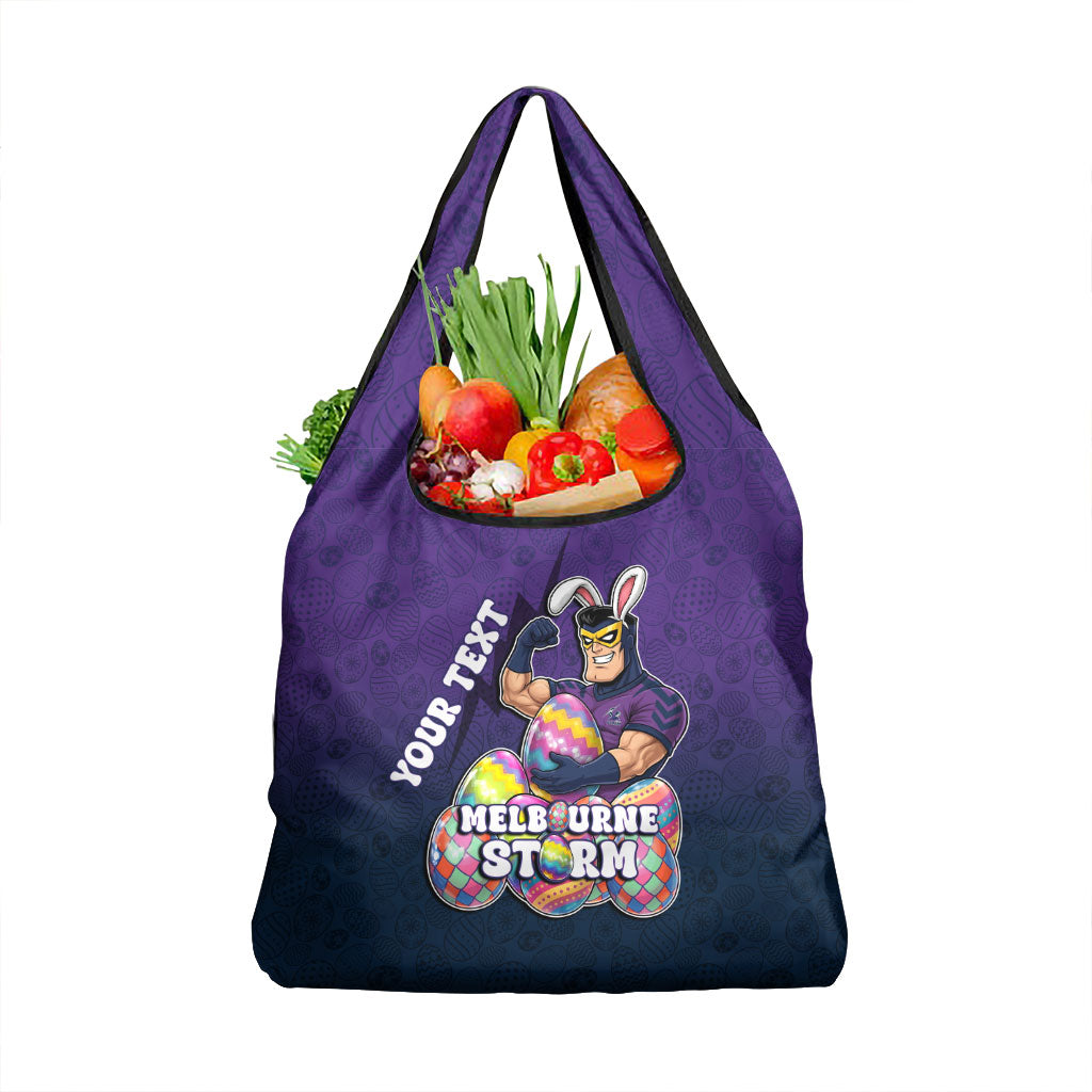 Personalized Melbourne Storm Grocery Bag Easter Mascot - Colorful Eggs Cartoon Style