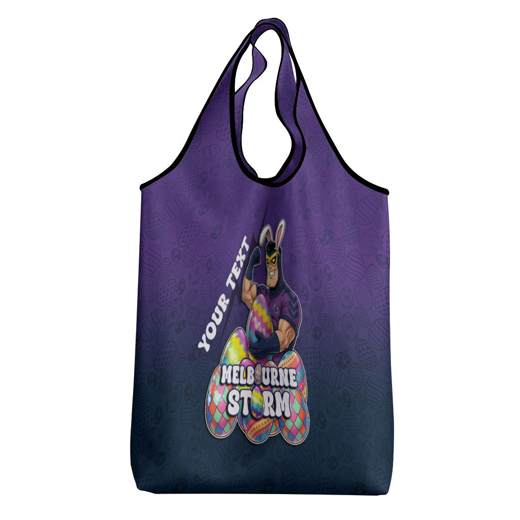 Personalized Melbourne Storm Grocery Bag Easter Mascot - Colorful Eggs Cartoon Style