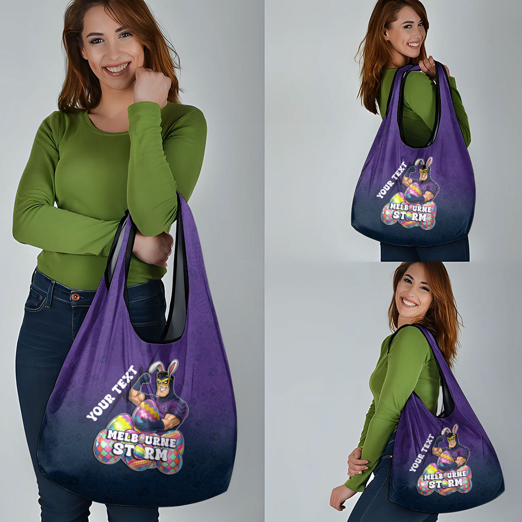 Personalized Melbourne Storm Grocery Bag Easter Mascot - Colorful Eggs Cartoon Style