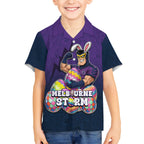Personalized Melbourne Storm Hawaiian Shirt Easter Mascot - Colorful Eggs Cartoon Style