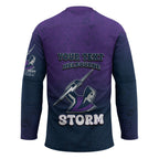 Personalized Melbourne Storm Hockey Jersey Easter Mascot - Colorful Eggs Cartoon Style