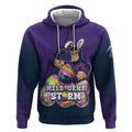 Personalized Melbourne Storm Hoodie Easter Mascot - Colorful Eggs Cartoon Style