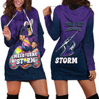 Personalized Melbourne Storm Hoodie Dress Easter Mascot - Colorful Eggs Cartoon Style