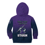 Personalized Melbourne Storm Kid Hoodie Easter Mascot - Colorful Eggs Cartoon Style